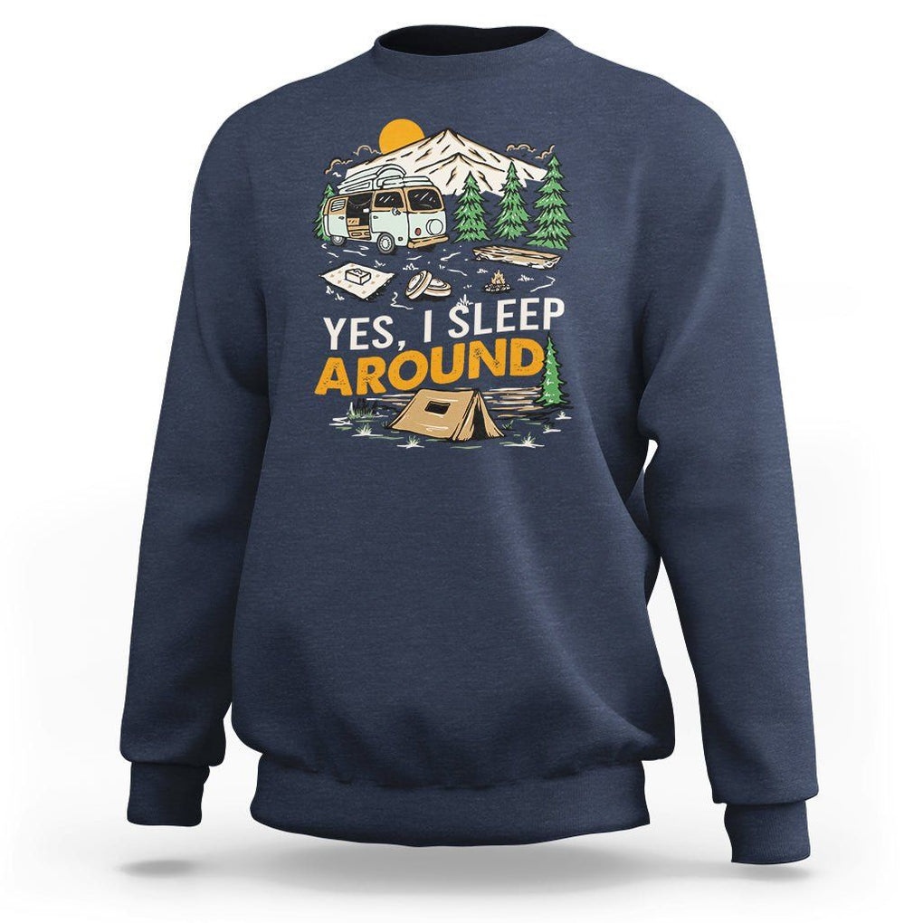 Camping Sweatshirt Yep I Sleep Around Campers TS09 Navy Printyourwear