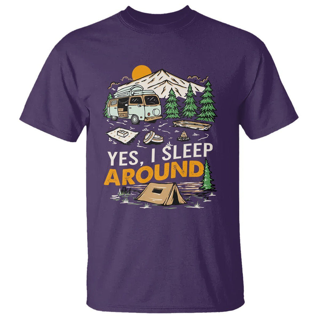 Camping T Shirt Yep I Sleep Around Campers TS09 Purple Printyourwear