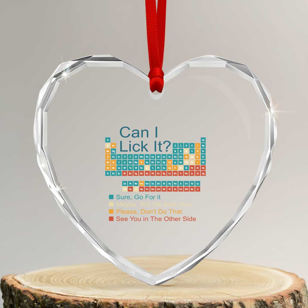 Can I Lick It Periodic Table Heart Crystal Glass Ornament Funny Chemistry Science Teacher Student TS10 Transparent Glass 3'' Heart Print Your Wear