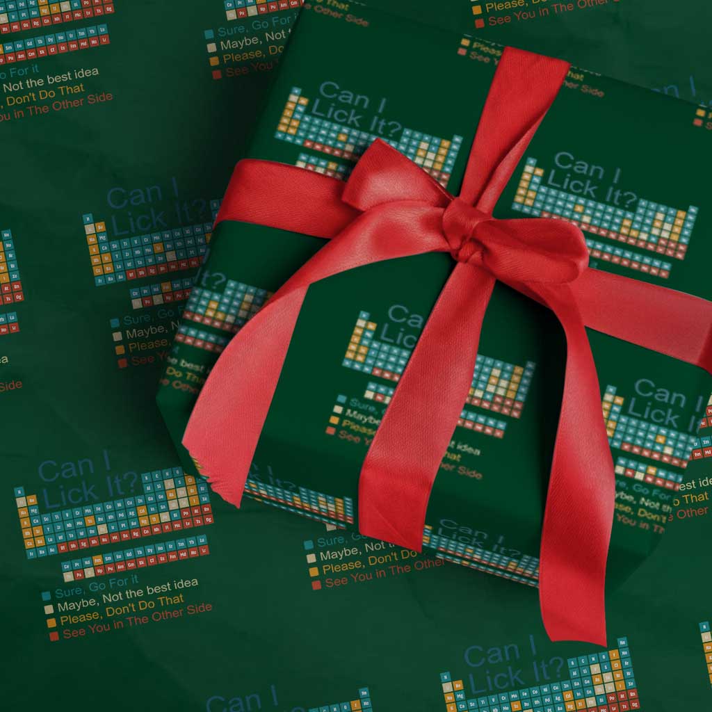Can I Lick It Periodic Table Wrapping Paper Roll Funny Chemistry Science Teacher Student TS10 Green Print Your Wear