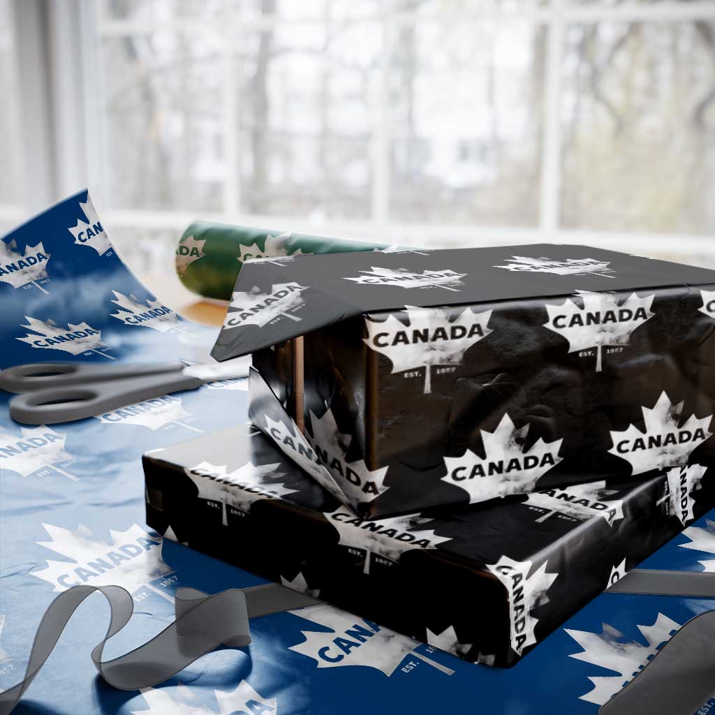 Canada Flag Wrapping Paper Roll Canadian Maple Leaf Vintage Retro Sport TS10 Black Print Your Wear