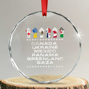 Canada Greenland Mexico Panama Gaza Ukraine Pride Crystal Glass Ornament Hand Fist - Print Your Wear