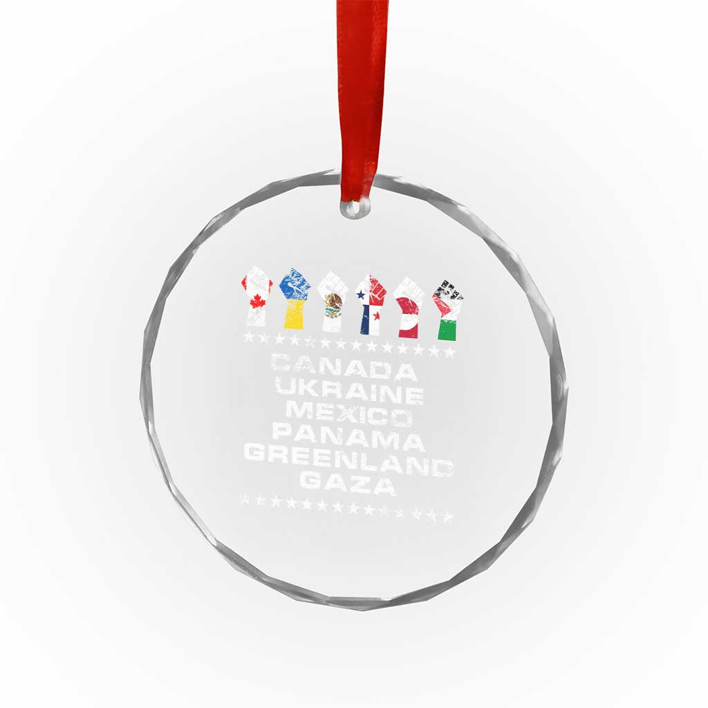 Canada Greenland Mexico Panama Gaza Ukraine Pride Crystal Glass Ornament Hand Fist - Print Your Wear