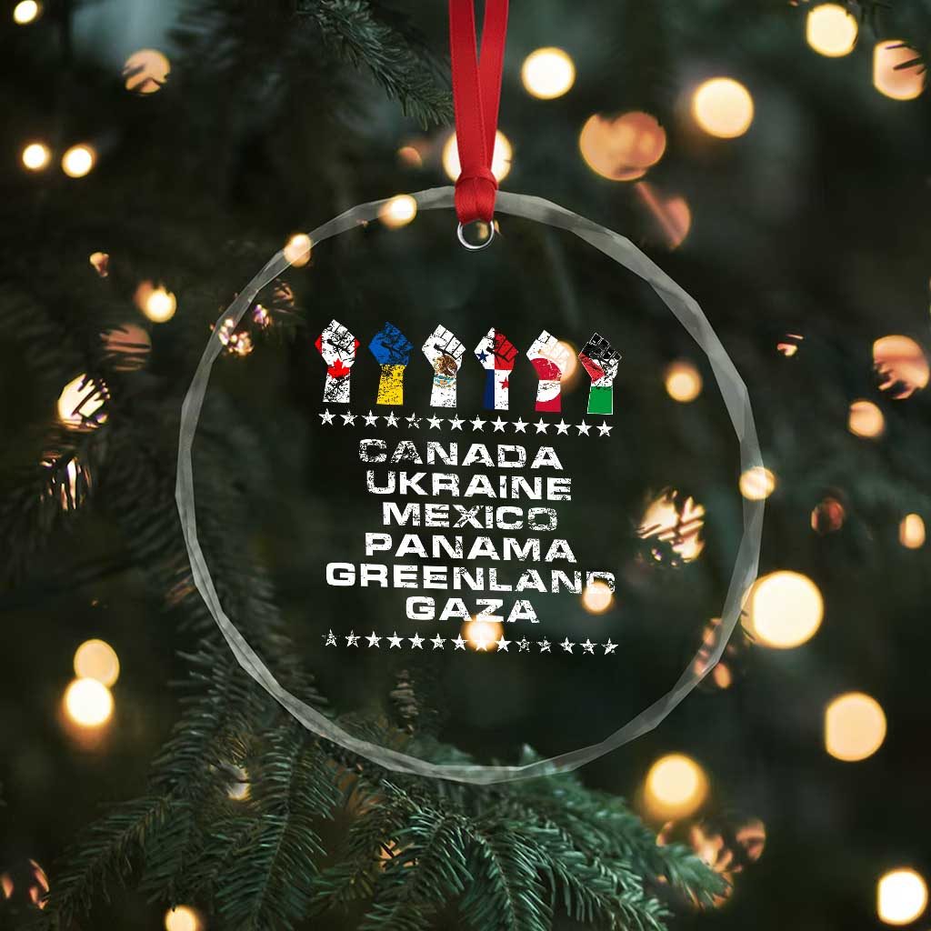 Canada Greenland Mexico Panama Gaza Ukraine Pride Crystal Glass Ornament Hand Fist - Print Your Wear