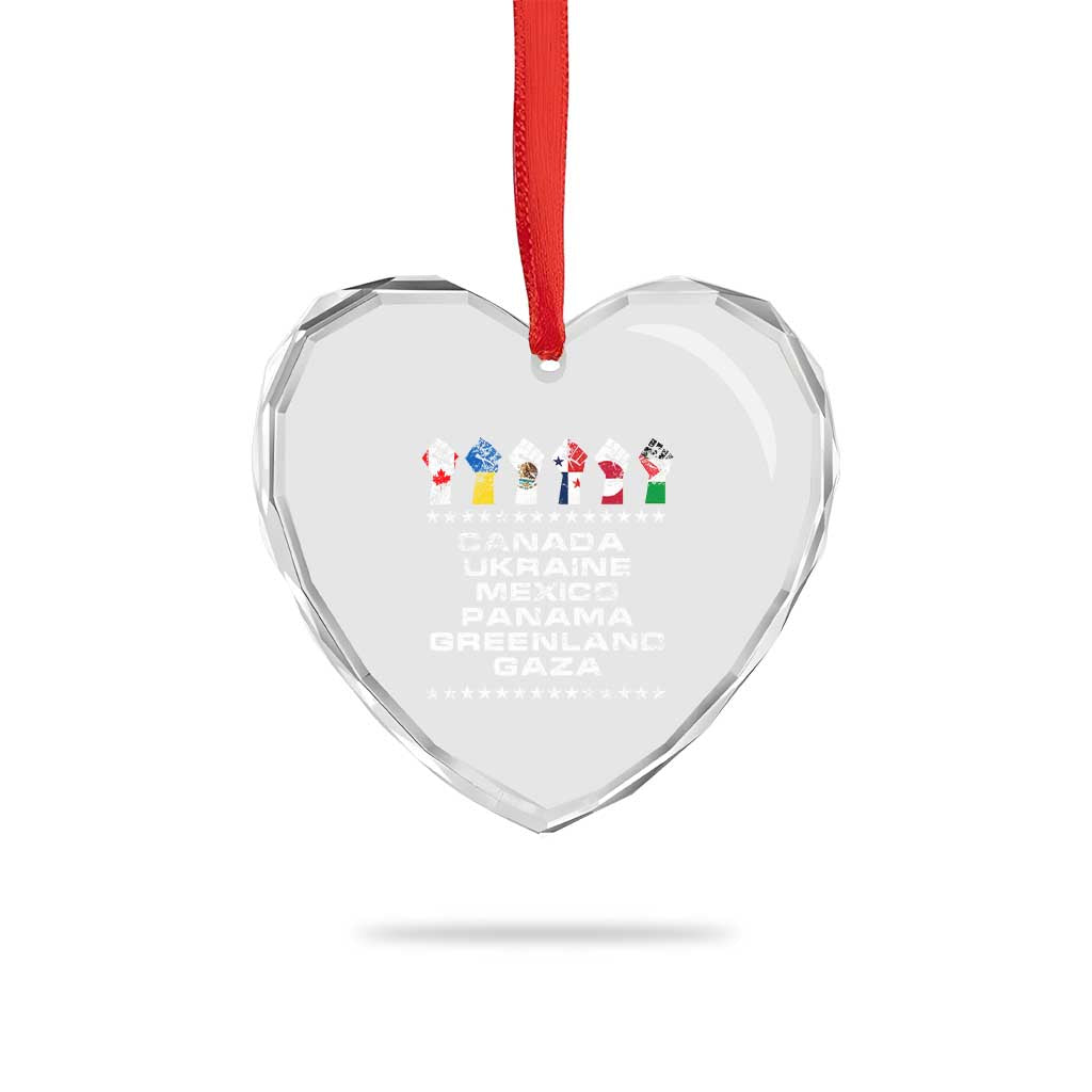 Canada Greenland Mexico Panama Gaza Ukraine Pride Heart Crystal Glass Ornament Hand Fist - Print Your Wear