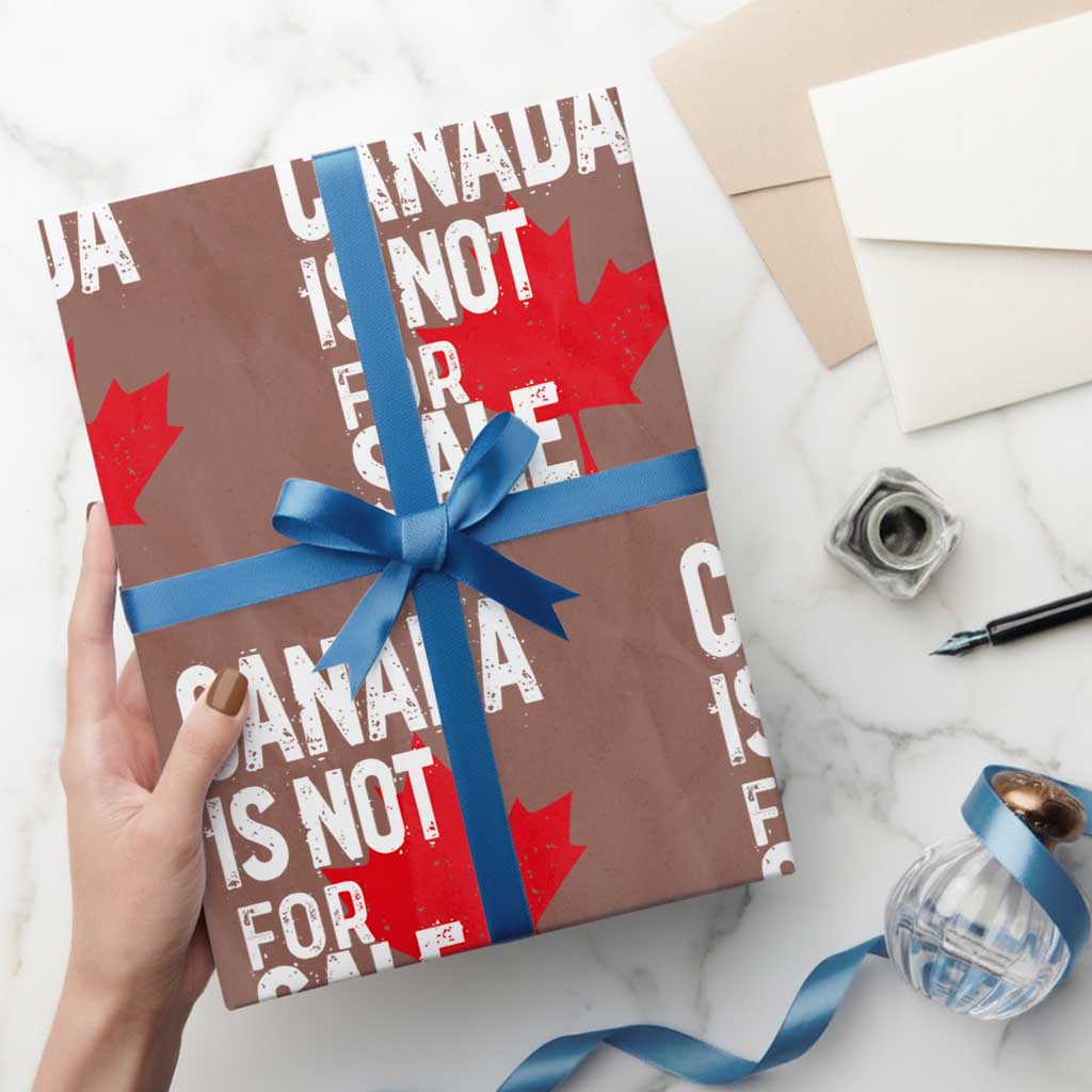 Canada Is Not For Sale Wrapping Paper Roll Distressed Vintage Canadian Maple Leaf TS02 Mocha Print Your Wear