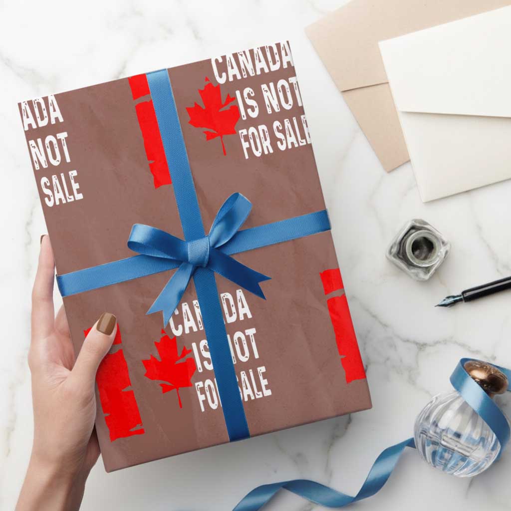 Canada Is Not For Sale Wrapping Paper Roll Maple Leaf Candadian Flag Distressed TS02 Mocha Print Your Wear