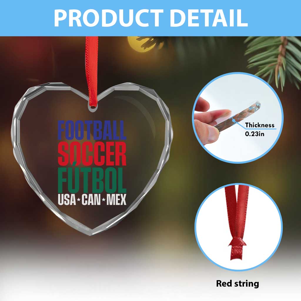 Canada Mexico USA Heart Crystal Glass Ornament Football Fan Gift TS12 Print Your Wear