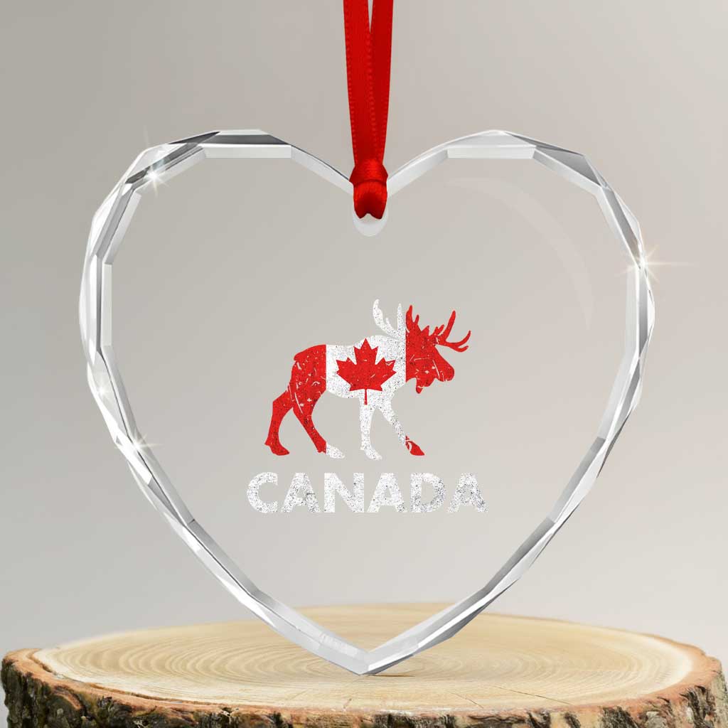 Canada Moose Maple Leaf Heart Crystal Glass Ornament Canadian Pride TS10 Transparent Glass 3'' Heart Print Your Wear