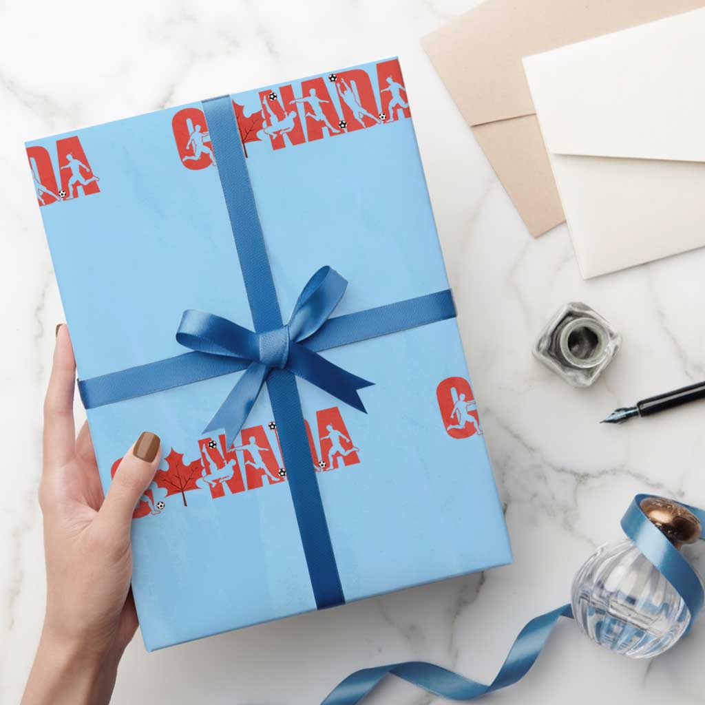 Canada National Soccer Lover Wrapping Paper Roll Proud Canadian Fan Gift TS12 Light Blue Print Your Wear