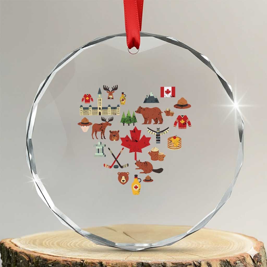Canada Pride Crystal Glass Ornament Canadian Flag Maple Leaf TS02 Transparent Glass 3'' Circle Print Your Wear