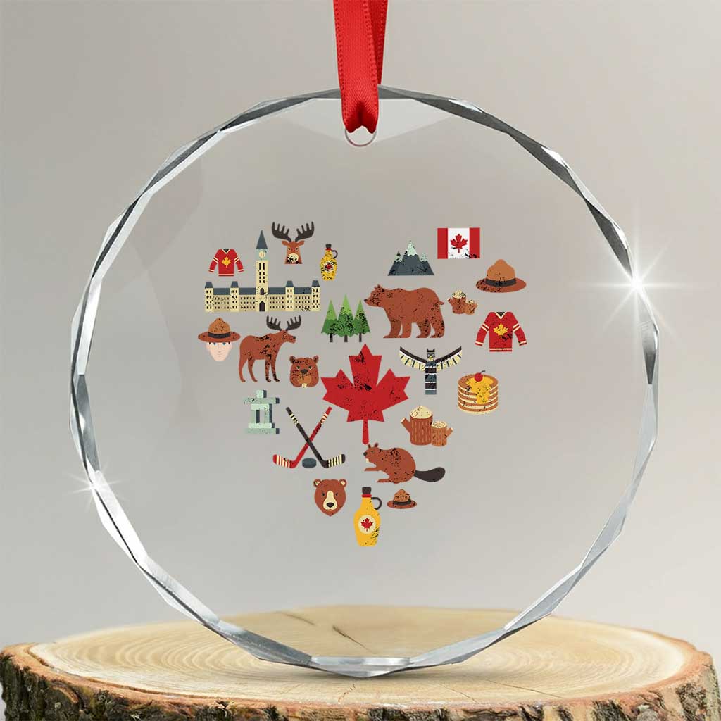 Canada Pride Crystal Glass Ornament Canadian Flag Maple Leaf TS02 Transparent Glass 3'' Circle Print Your Wear
