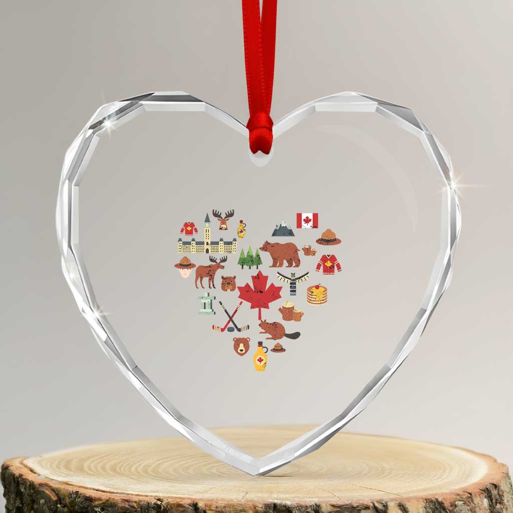 Canada Pride Heart Crystal Glass Ornament Canadian Flag Maple Leaf TS02 Transparent Glass 3'' Heart Print Your Wear