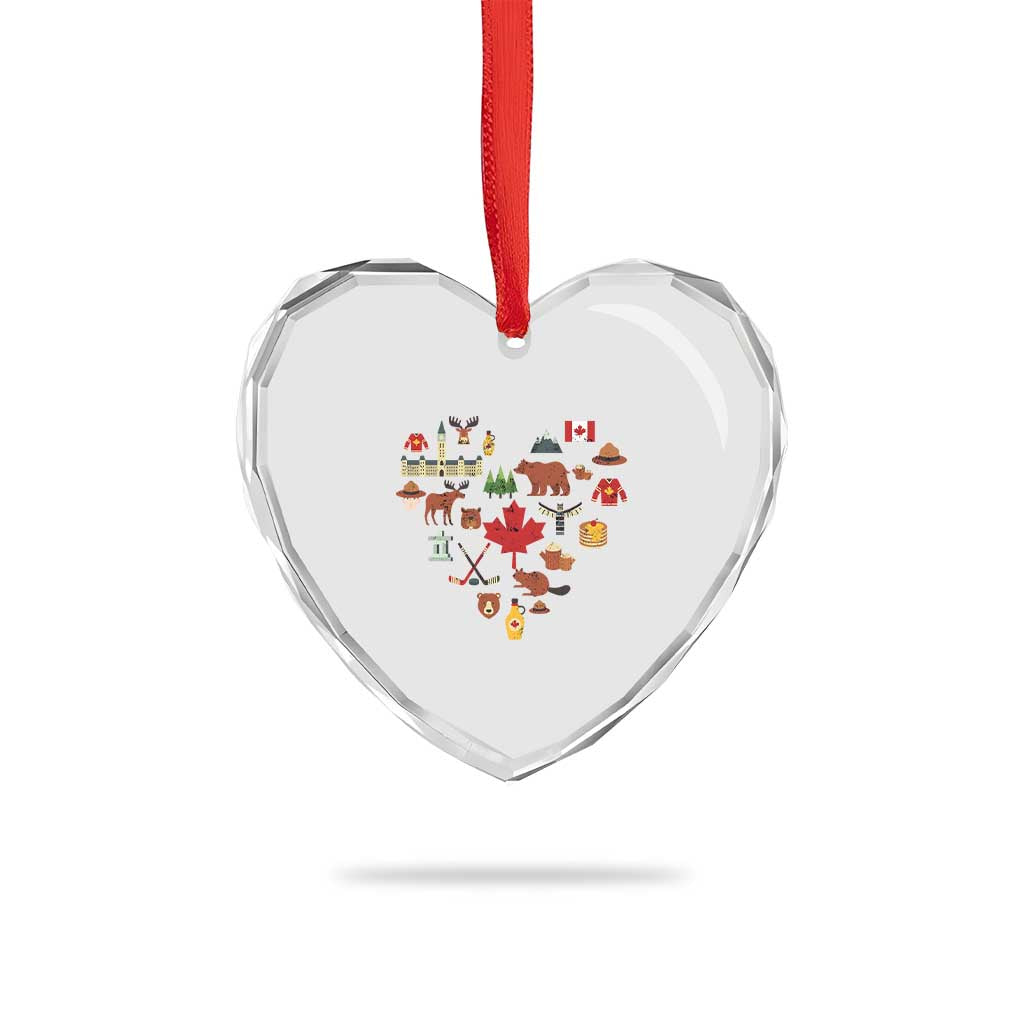 Canada Pride Heart Crystal Glass Ornament Canadian Flag Maple Leaf TS02 Print Your Wear
