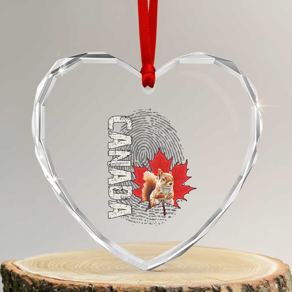 Canada Pride Heart Crystal Glass Ornament Maple Leaf Squirrel Canadian Roots TS02 Transparent Glass 3'' Heart Print Your Wear