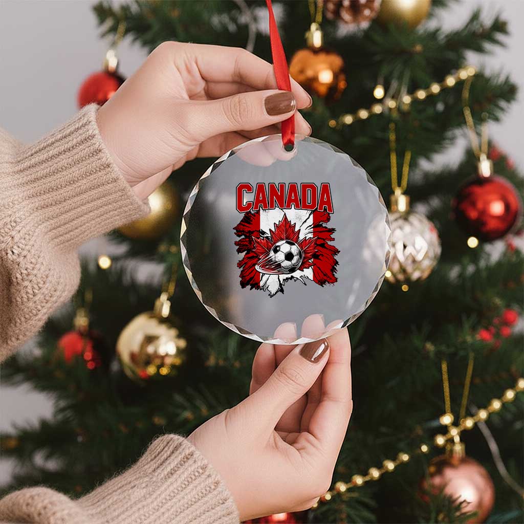 Canada Soccer Fan Crystal Glass Ornament Canadian Football Game Day Suppoter