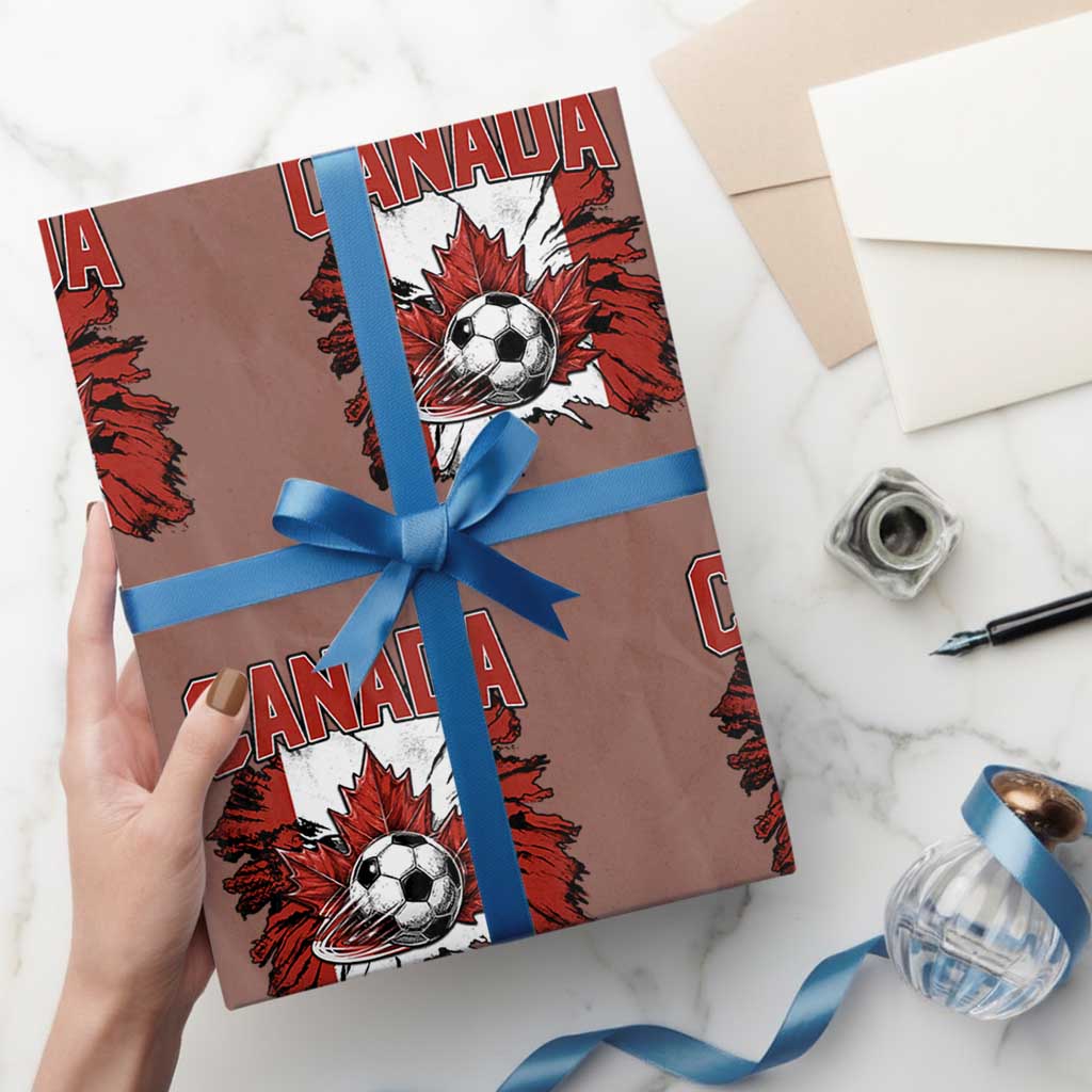 Canada Soccer Fan Wrapping Paper Roll Canadian Football Game Day Suppoter