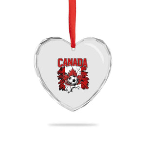 Canada Soccer Fan Heart Crystal Glass Ornament Canadian Football Game Day Suppoter