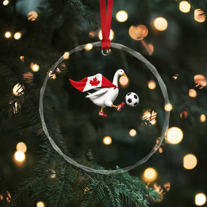 Canada Soccer Goose Crystal Glass Ornament Canadian Flag Patriotic Football Fan Graphic