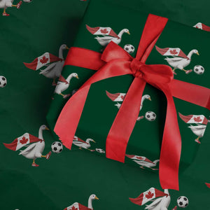Canada Soccer Goose Wrapping Paper Roll Canadian Flag Patriotic Football Fan Graphic TS10 Green Print Your Wear