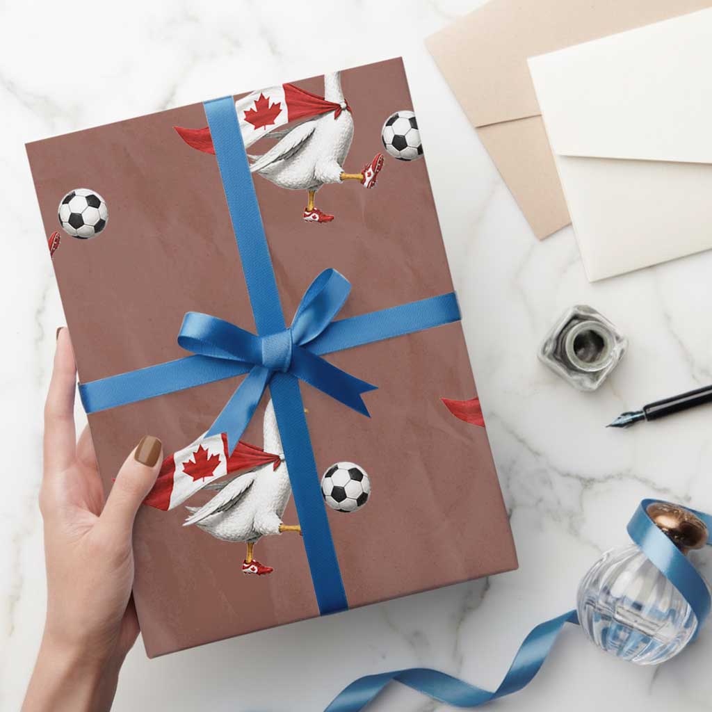 Canada Soccer Goose Wrapping Paper Roll Canadian Flag Patriotic Football Fan Graphic TS10 Mocha Print Your Wear