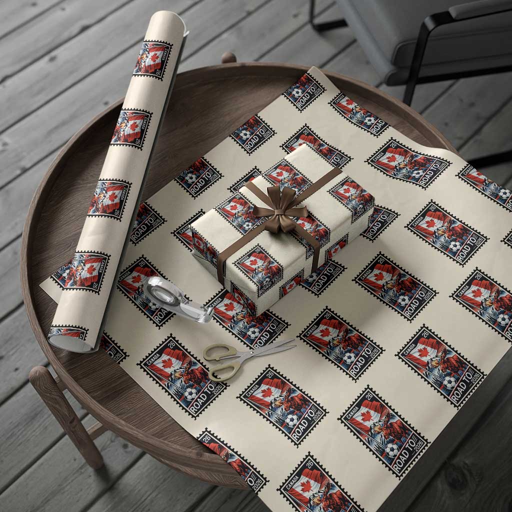 Canada Soccer Moose Wrapping Paper Roll Vintage Postal Stamp Road To 2026 TS12 Beige Print Your Wear