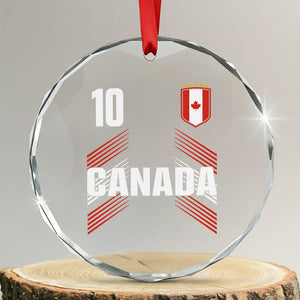 Canada Soccer Sports Graphic Number 10 Jersey Style Crystal Glass Ornament Proud Canadian Football Fans Game Day Pride
