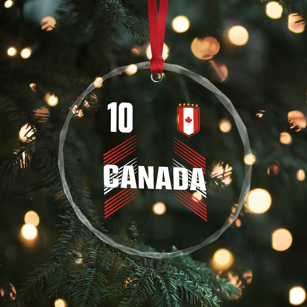 Canada Soccer Sports Graphic Number 10 Jersey Style Crystal Glass Ornament Proud Canadian Football Fans Game Day Pride