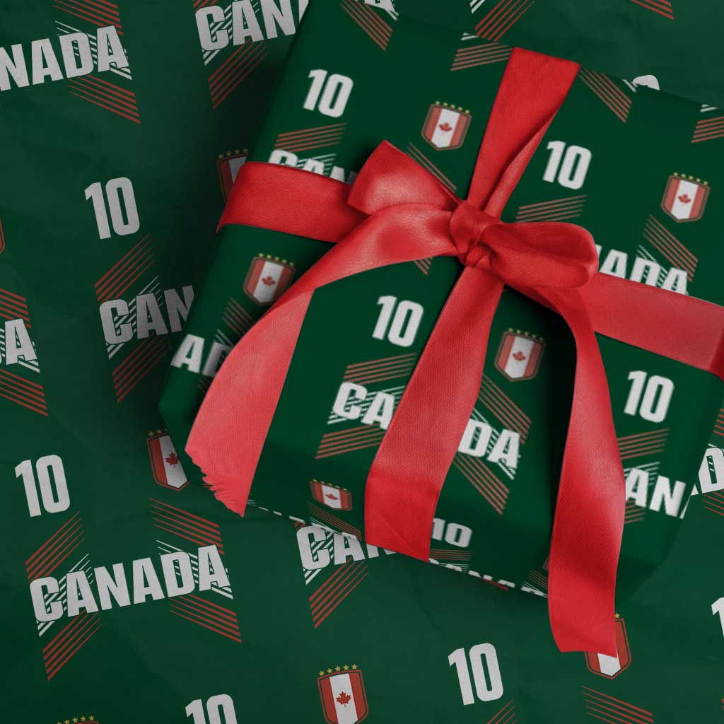 Canada Soccer Sports Graphic Number 10 Jersey Style Wrapping Paper Roll Proud Canadian Football Fans Game Day Pride TS02 Green Print Your Wear