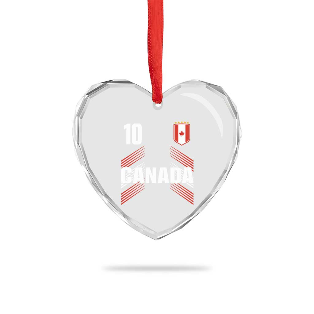 Canada Soccer Sports Graphic Number 10 Jersey Style Heart Crystal Glass Ornament Proud Canadian Football Fans Game Day Pride TS02 Print Your Wear