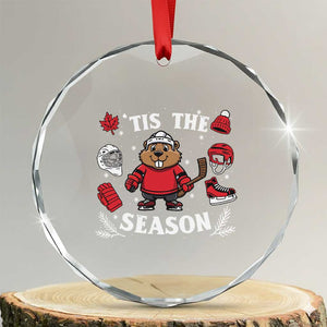 Canadian Ice Hockey Beaver Crystal Glass Ornament Tis The Season Holiday Gift TS12 Transparent Glass 3'' Circle Print Your Wear