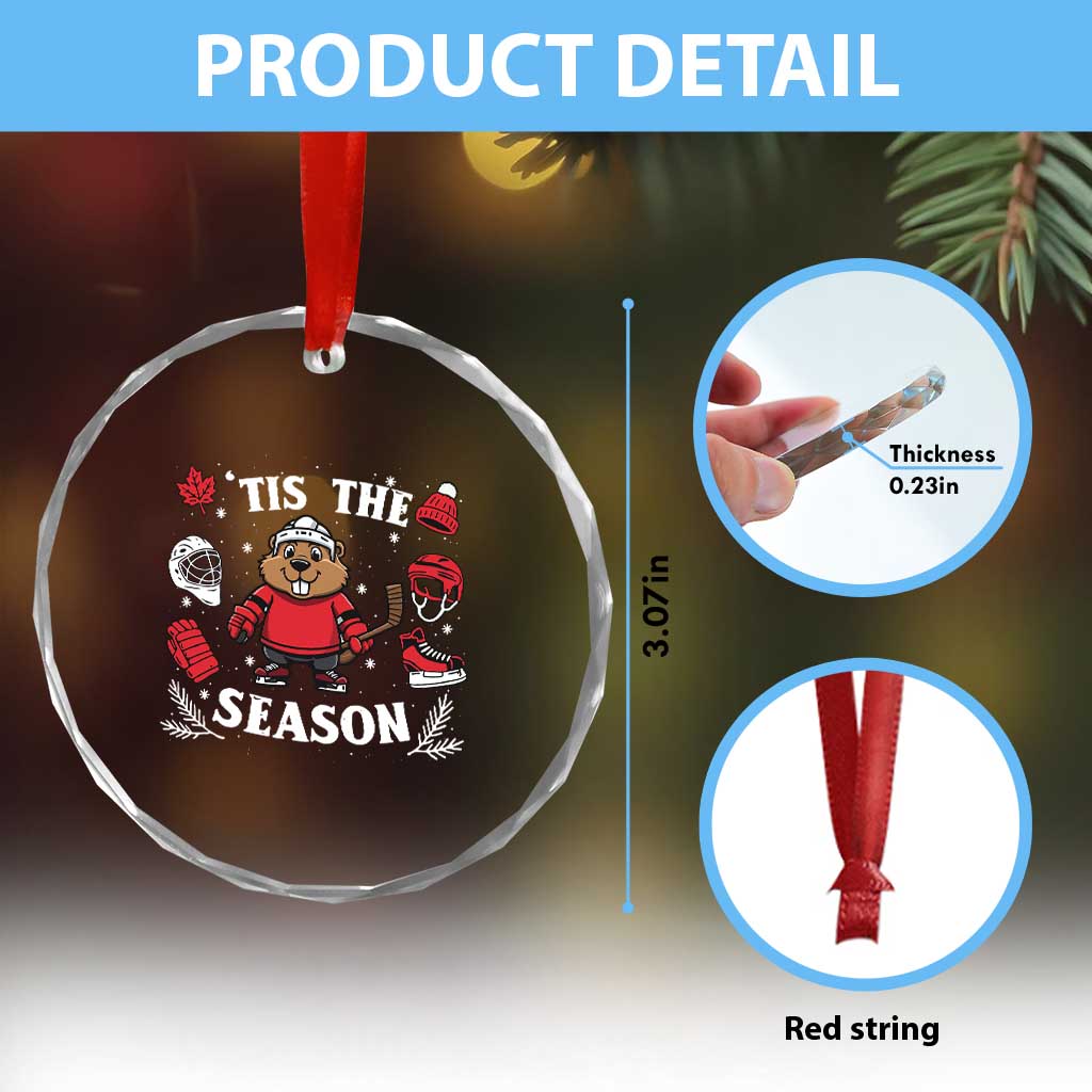 Canadian Ice Hockey Beaver Crystal Glass Ornament Tis The Season Holiday Gift TS12 Print Your Wear