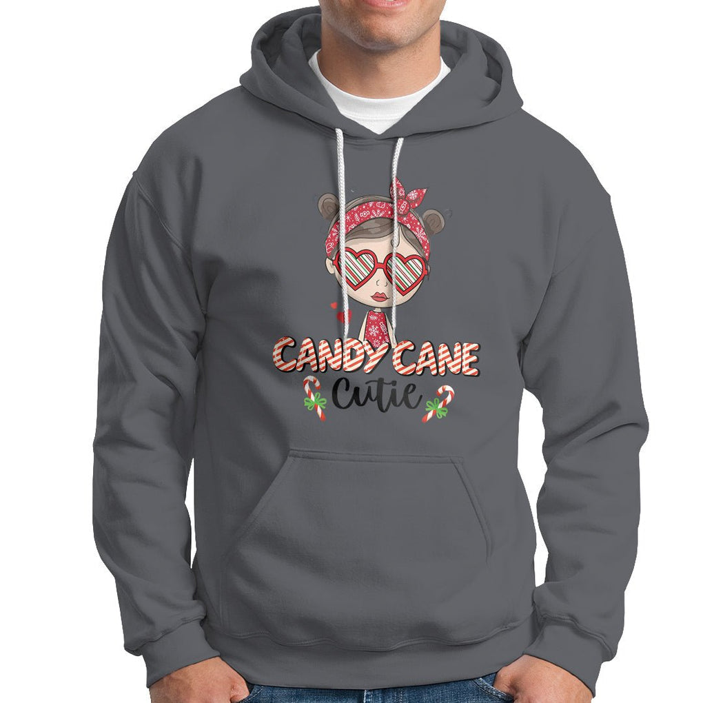 Candy Cane Cutie Christmas Cute Girl Kid Messy Bun Hoodie TS09 Charcoal Printyourwear