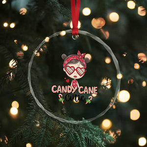 Candy Cane Cutie Xmas Cute Girl Kid Messy Bun Crystal Glass Ornament TS09 Print Your Wear