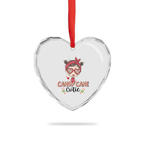 Candy Cane Cutie Xmas Cute Girl Kid Messy Bun Heart Crystal Glass Ornament TS09 Print Your Wear