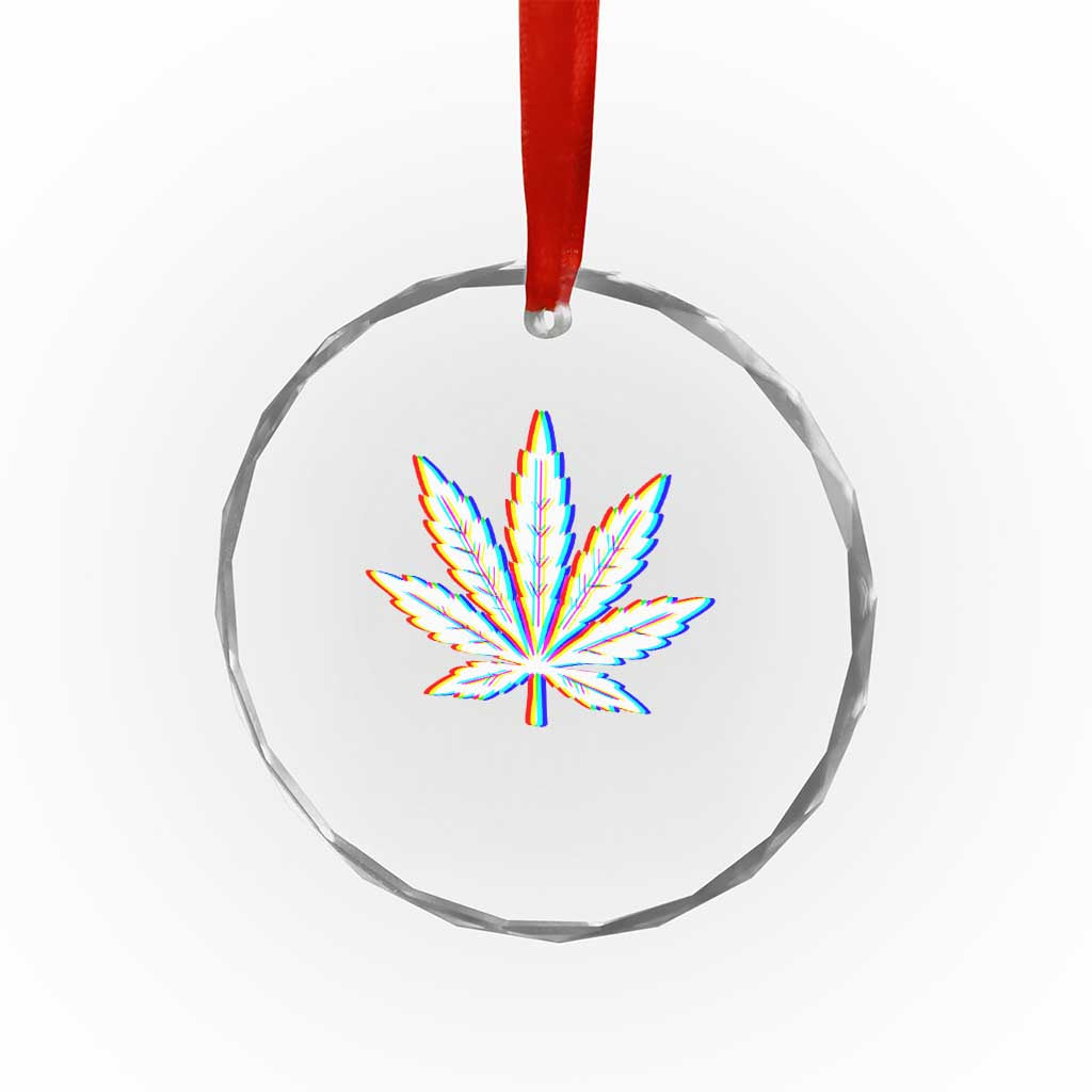 Cannabis Leaf Glitch Effect Graphic Crystal Glass Ornament Retro RGB Distortion Weed and Stoner Lifestyle TS02 Print Your Wear
