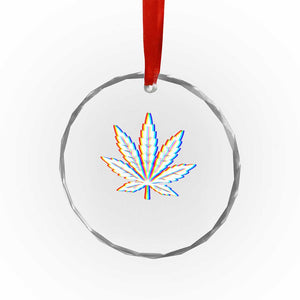 Cannabis Leaf Glitch Effect Graphic Crystal Glass Ornament Retro RGB Distortion Weed and Stoner Lifestyle TS02 Print Your Wear