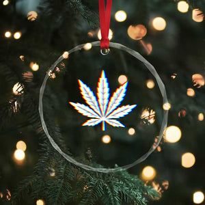 Cannabis Leaf Glitch Effect Graphic Crystal Glass Ornament Retro RGB Distortion Weed and Stoner Lifestyle TS02 Print Your Wear