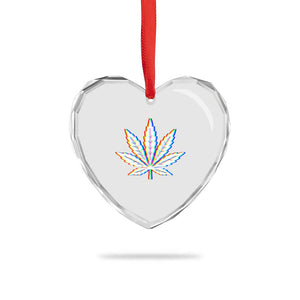 Cannabis Leaf Glitch Effect Graphic Heart Crystal Glass Ornament Retro RGB Distortion Weed and Stoner Lifestyle TS02 Print Your Wear