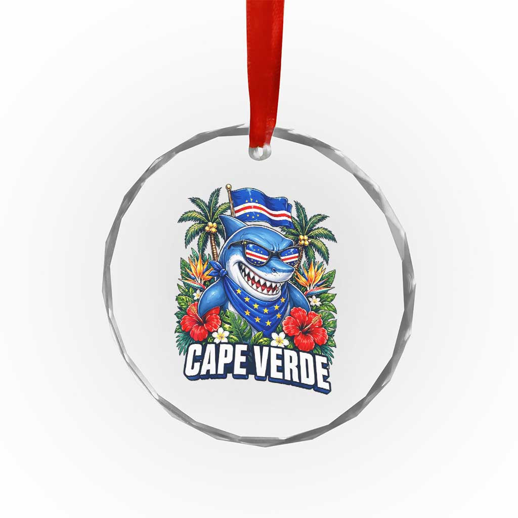 Cape Verde Cool Blue Shark Tropical Graphic Crystal Glass Ornament Cabo Verde Paradise Verdean Soccer Football Fans