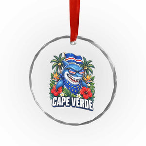 Cape Verde Cool Blue Shark Tropical Graphic Crystal Glass Ornament Cabo Verde Paradise Verdean Soccer Football Fans