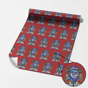 Cape Verde Cool Blue Shark Tropical Graphic Wrapping Paper Roll Cabo Verde Paradise Verdean Soccer Football Fans TS02 Red Print Your Wear