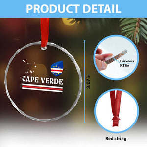 Cape Verde Country Map Shield Emblem Crystal Glass Ornament Cabo Verde Roots National Pride Gift