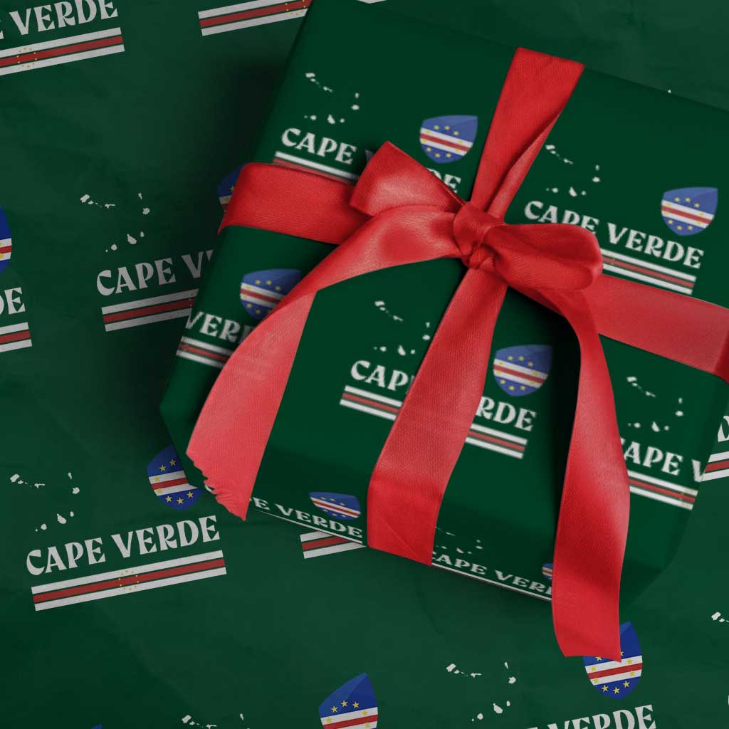 Cape Verde Country Map Shield Emblem Wrapping Paper Roll Cabo Verde Roots National Pride Gift