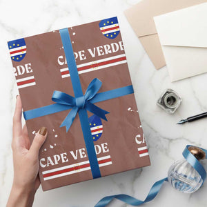 Cape Verde Country Map Shield Emblem Wrapping Paper Roll Cabo Verde Roots National Pride Gift