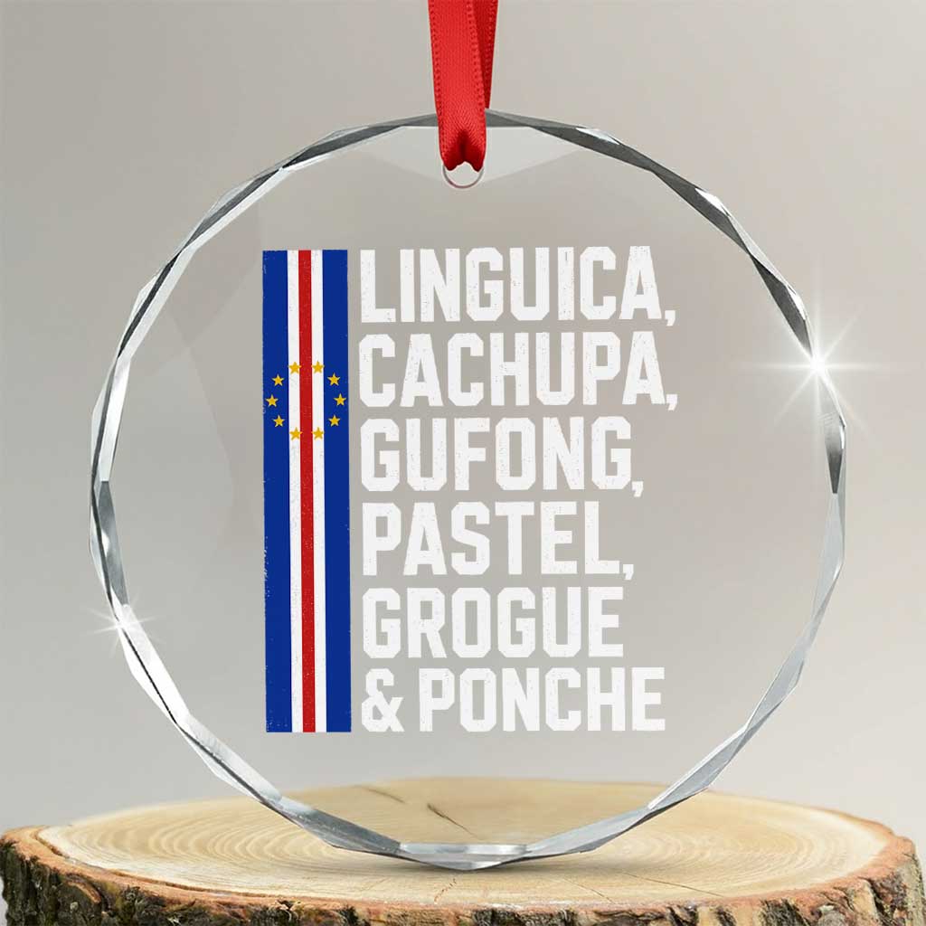 Cape Verde Cuisine Crystal Glass Ornament Linguica Cachupa Gufong Cabo Verde Heritage TS11 Transparent Glass 3'' Circle Print Your Wear