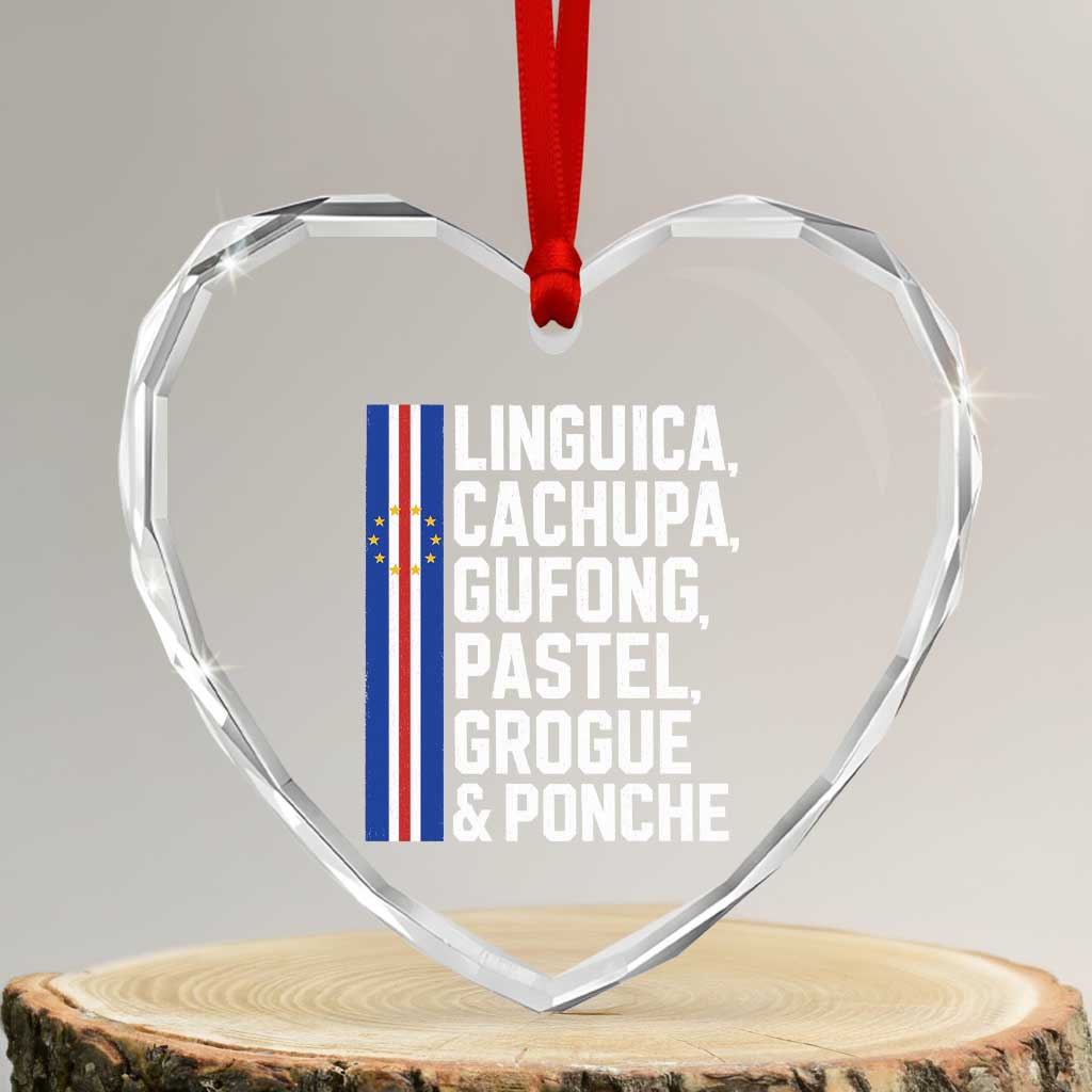 Cape Verde Cuisine Heart Crystal Glass Ornament Linguica Cachupa Gufong Cabo Verde Heritage