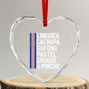 Cape Verde Cuisine Heart Crystal Glass Ornament Linguica Cachupa Gufong Cabo Verde Heritage