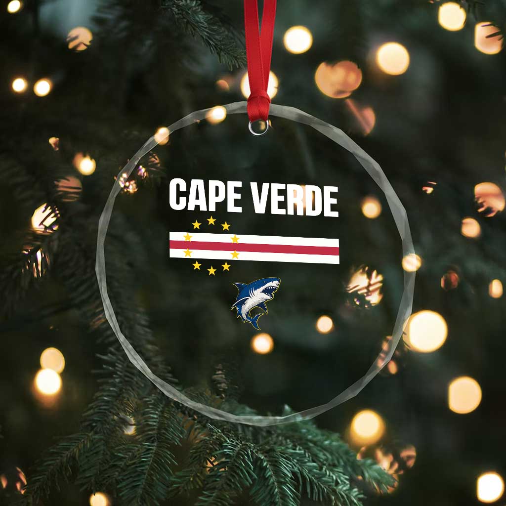 Cape Verde Flag Blue Shark Heritage Crystal Glass Ornament Cabo Verde Verdean Pride Soccer Football Fans