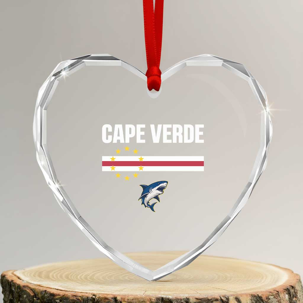 Cape Verde Flag Blue Shark Heritage Heart Crystal Glass Ornament Cabo Verde Verdean Pride Soccer Football Fans TS02 Transparent Glass 3'' Heart Print Your Wear